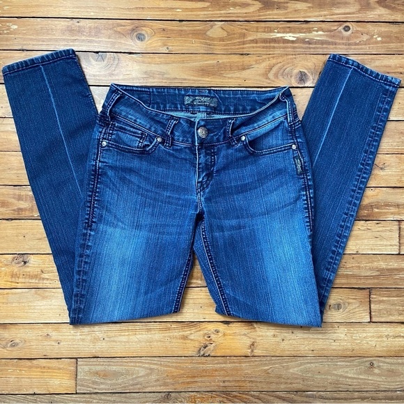 SILVER jeans western gloves works skinny lightweight denim  28 mid to low rise - Picture 1 of 12